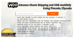 Woo Advance Check Envío y disponibilidad de COD mediante código PIN / código postal